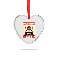 Black Cat Dart Thrower Heart Crystal Glass Ornament Cat Lover Dartist Gift - Wonder Print Shop