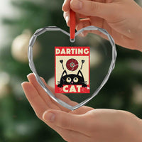 Black Cat Dart Thrower Heart Crystal Glass Ornament Cat Lover Dartist Gift - Wonder Print Shop