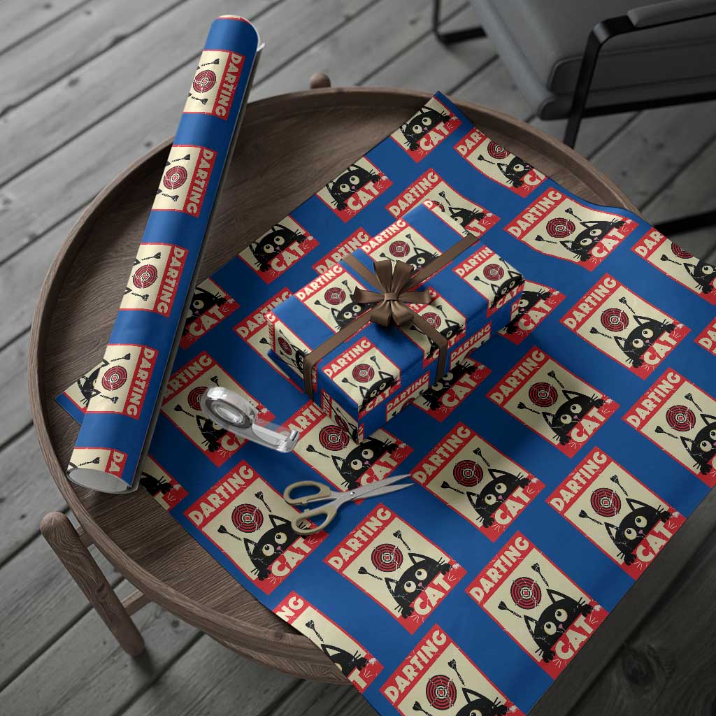 Black Cat Dart Thrower Wrapping Paper Roll Cat Lover Dartist Gift - Wonder Print Shop