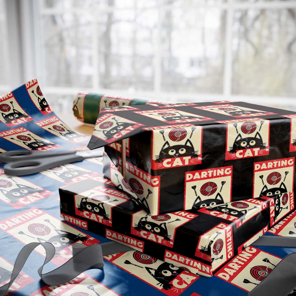 Black Cat Dart Thrower Wrapping Paper Roll Cat Lover Dartist Gift - Wonder Print Shop