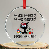Black Cat English Teacher Gift Crystal Glass Ornament No More Homework Punctuation Matters Grammar Humor