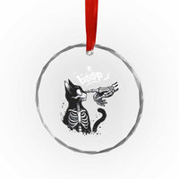 Black Cat Halloween Crystal Glass Ornament Skeleton Hand Boop - Wonder Print Shop