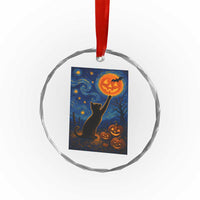 Black Cat Halloween Crystal Glass Ornament Starry Night Van Gogh TS14