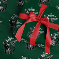 Black Cat Halloween Wrapping Paper Roll Skeleton Hand Boop - Wonder Print Shop