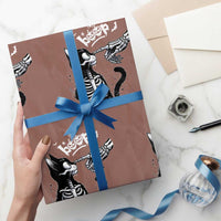Black Cat Halloween Wrapping Paper Roll Skeleton Hand Boop - Wonder Print Shop