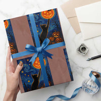 Black Cat Halloween Wrapping Paper Roll Starry Night Van Gogh - Wonder Print Shop