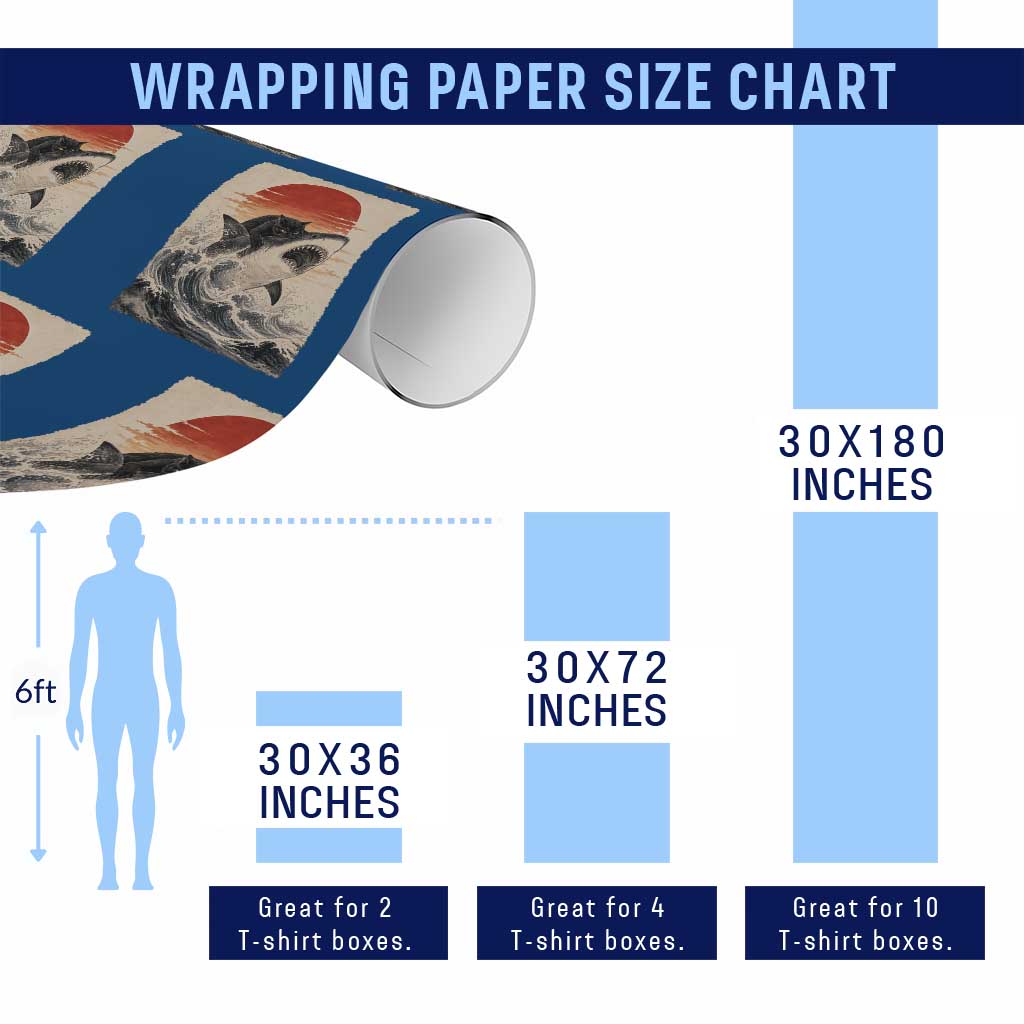 Black Cat Hunting Shark Ukiyo e Ocean Art Wrapping Paper Roll Funny Japanese Style Graphic