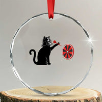 Black Cat Lord Darts Player Crystal Glass Ornament Funny Space Scifi Dartist Gift - Wonder Print Shop