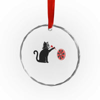 Black Cat Lord Darts Player Crystal Glass Ornament Funny Space Scifi Dartist Gift - Wonder Print Shop