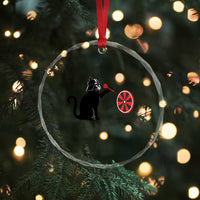 Black Cat Lord Darts Player Crystal Glass Ornament Funny Space Scifi Dartist Gift - Wonder Print Shop