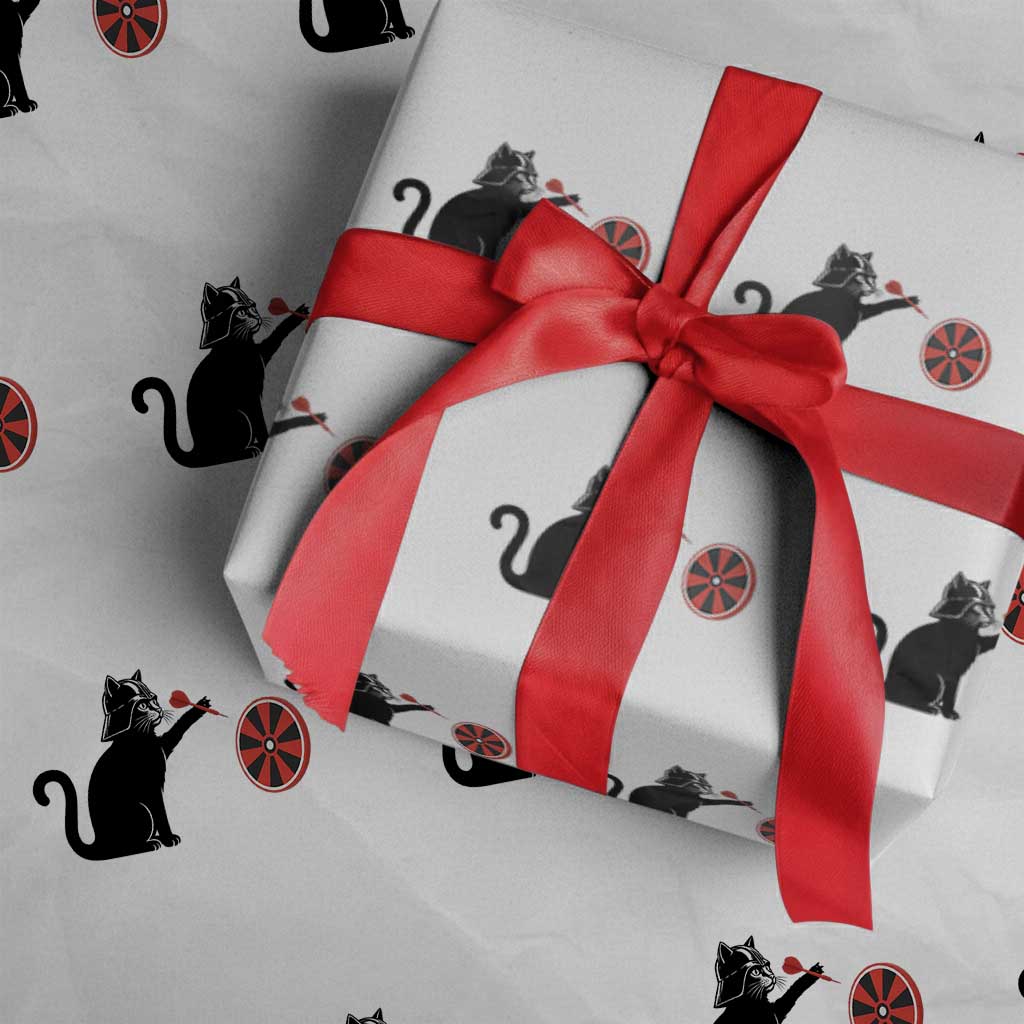 Black Cat Lord Darts Player Wrapping Paper Roll Funny Space Scifi Dartist Gift - Wonder Print Shop