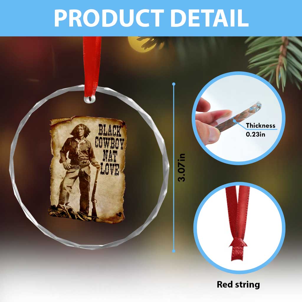 Black Cowboy Nat Love Crystal Glass Ornament African American Western Rodeo Melanin Black History Texas - Wonder Print Shop