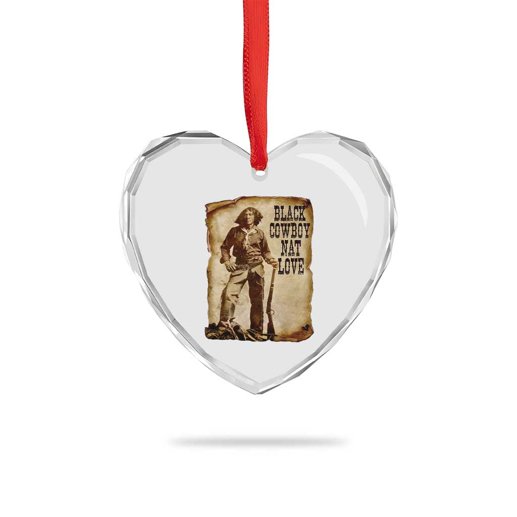 Black Cowboy Nat Love Heart Crystal Glass Ornament African American Western Rodeo Melanin Black History Texas - Wonder Print Shop