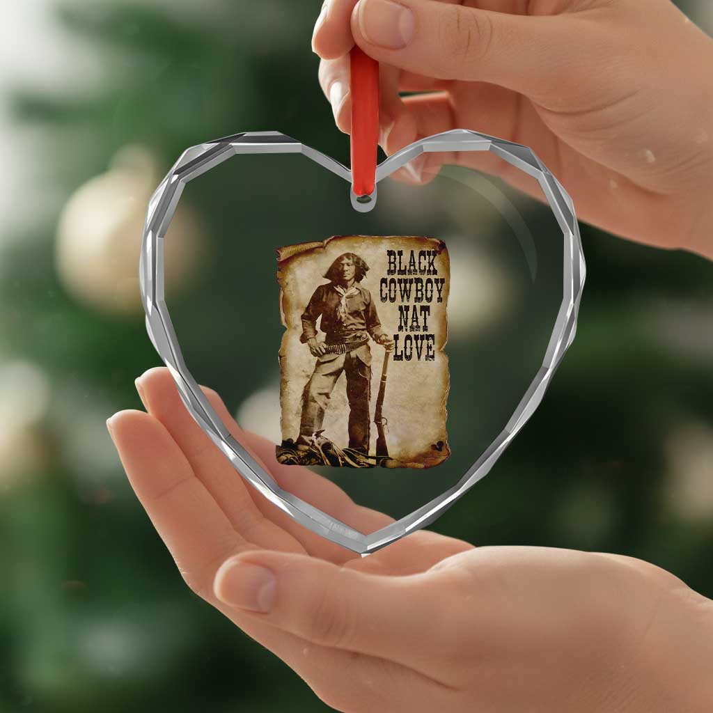 Black Cowboy Nat Love Heart Crystal Glass Ornament African American Western Rodeo Melanin Black History Texas - Wonder Print Shop