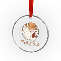 Black Cowboy Santa Christmas Crystal Glass Ornament Feeling Jolly - Wonder Print Shop