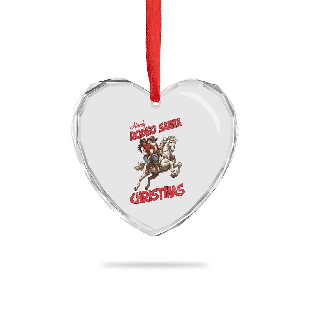 Black Cowboy Santa Christmas Heart Crystal Glass Ornament African American Western - Wonder Print Shop