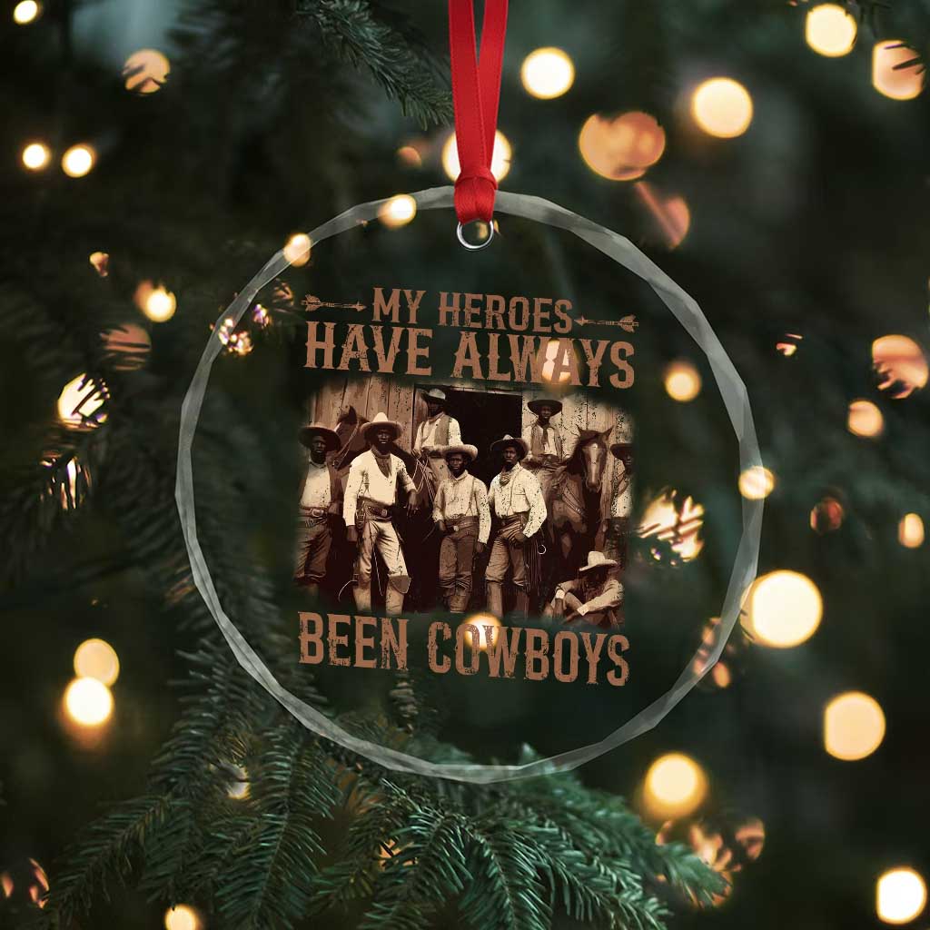 Black Cowboys Crystal Glass Ornament Western Rodeo Melanin Black History Texas Men - Wonder Print Shop