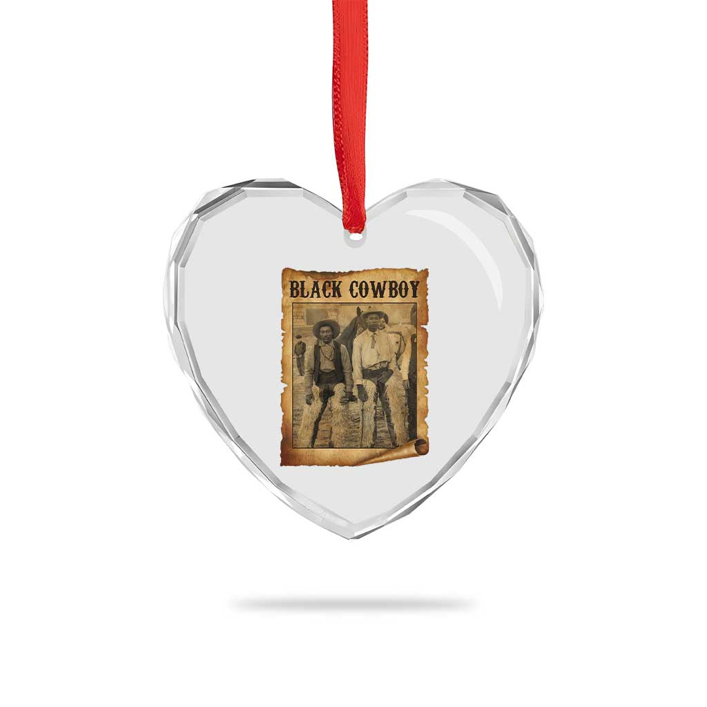 Black Cowboys Heart Crystal Glass Ornament Vintage African American Western Black History - Wonder Print Shop