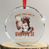 Black Cowgirl Crystal Glass Ornament Where Them Fans At Boots On The Ground - Wonder Print Shop