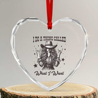 Black Cowgirl Heart Crystal Glass Ornament I Do A Thing Called What I Want - Wonder Print Shop
