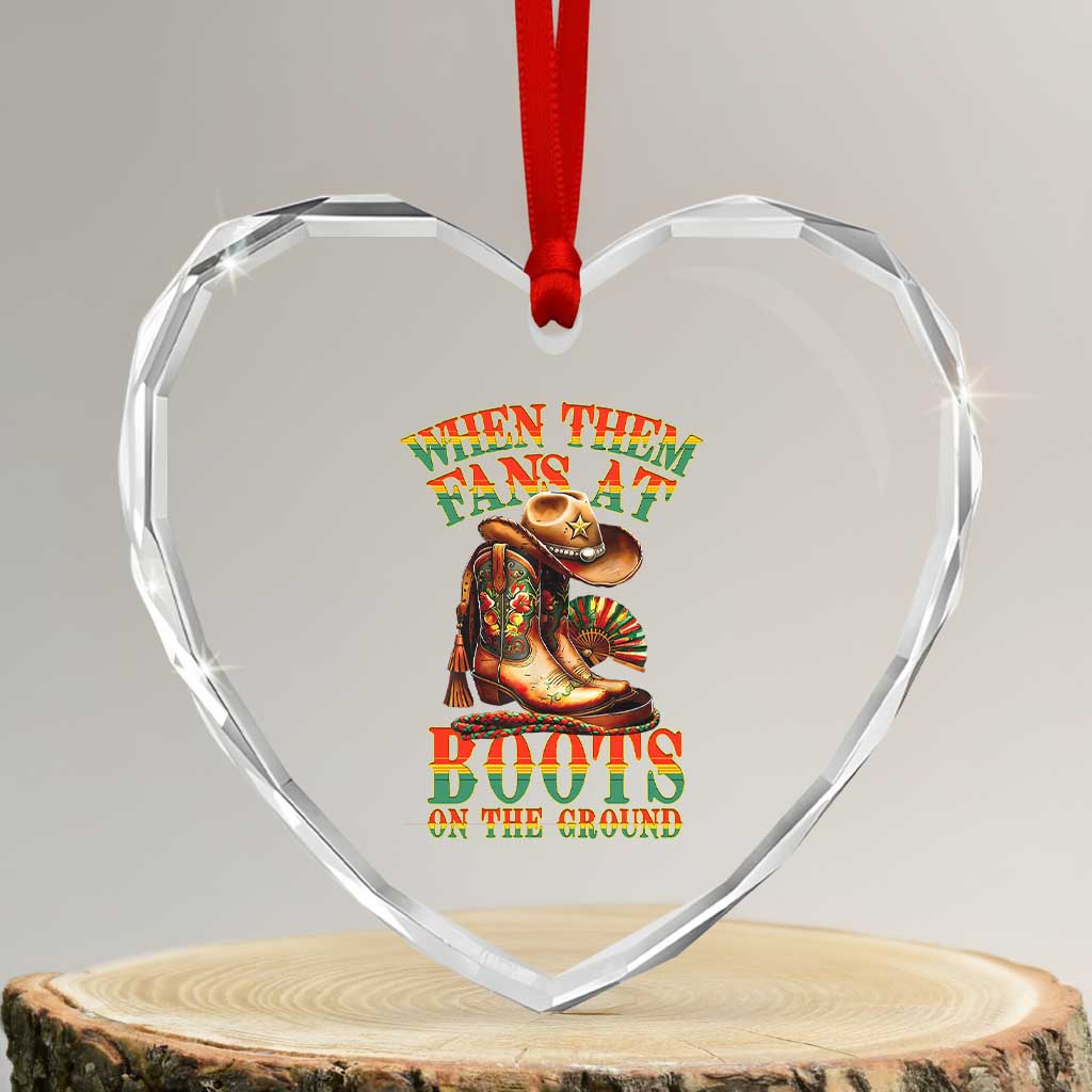 Black Cowgirl Heart Crystal Glass Ornament When Them Fans At Boots On The Ground - Wonder Print Shop