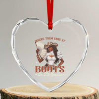 Black Cowgirl Heart Crystal Glass Ornament Where Them Fans At Boots On The Ground - Wonder Print Shop