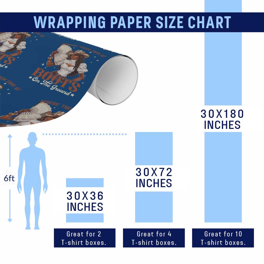 Black Cowgirl Wrapping Paper Roll Where Them Fans At Boots On The Ground - Wonder Print Shop