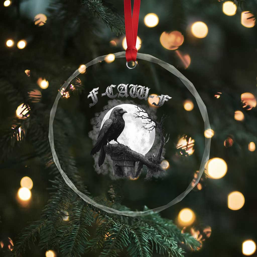 Black Crow F-Caw-F Crystal Glass Ornament Funny Raven Moon Gothic Adult Humor TS10