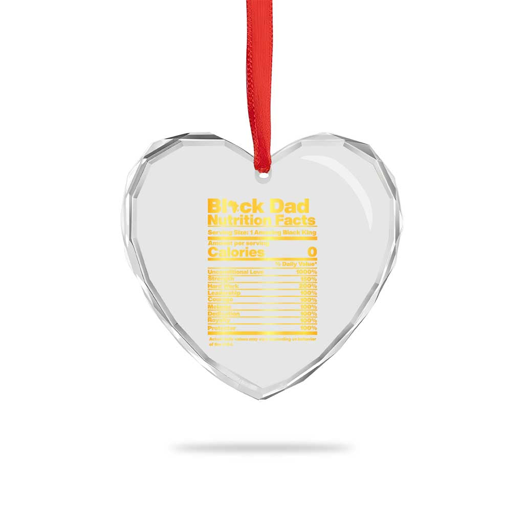 Black Dad Nutrition Facts Heart Crystal Glass Ornament African American Fathers Day