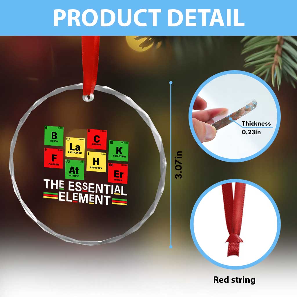 Black Father The Essential Element Crystal Glass Ornament Father's Day Juneteenth Chemistry Periodic Table