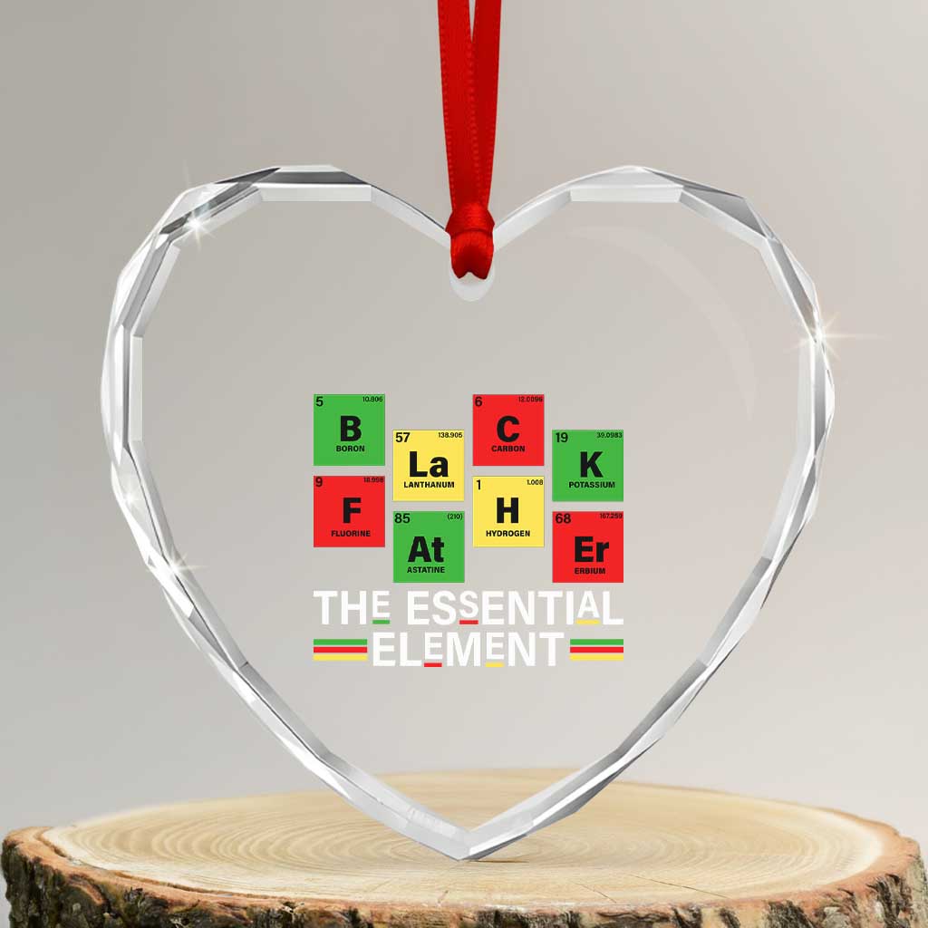 Black Father The Essential Element Heart Crystal Glass Ornament Father's Day Juneteenth Chemistry Periodic Table