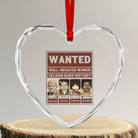 Black Female Empowerment Heart Crystal Glass Ornament Wanted Well Behaved Women Seldom Make History - Wonder Print Shop