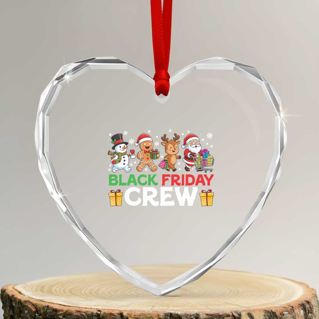Black Friday Crew Christmas Heart Crystal Glass Ornament Funny Holiday Shopping Squad - Wonder Print Shop