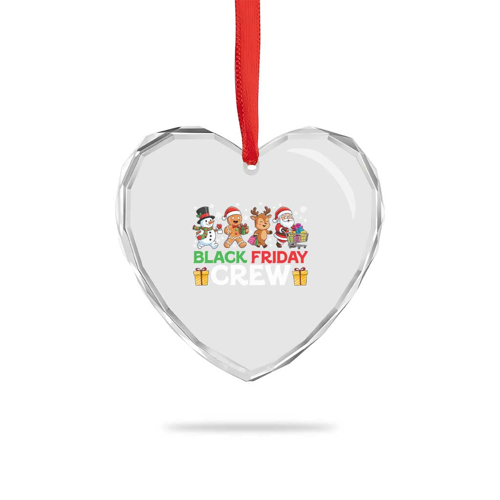Black Friday Crew Christmas Heart Crystal Glass Ornament Funny Holiday Shopping Squad - Wonder Print Shop