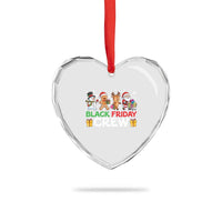 Black Friday Crew Christmas Heart Crystal Glass Ornament Funny Holiday Shopping Squad - Wonder Print Shop
