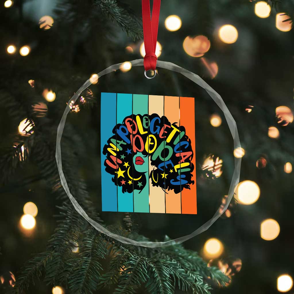 Black Girl Magic Pride Crystal Glass Ornament Unapologetically Dope Retro Sunset - Wonder Print Shop