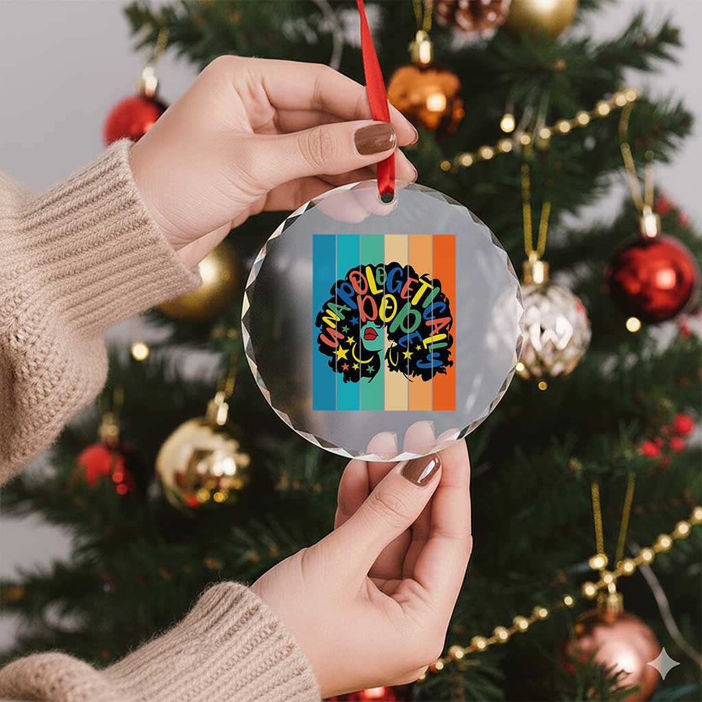 Black Girl Magic Pride Crystal Glass Ornament Unapologetically Dope Retro Sunset - Wonder Print Shop