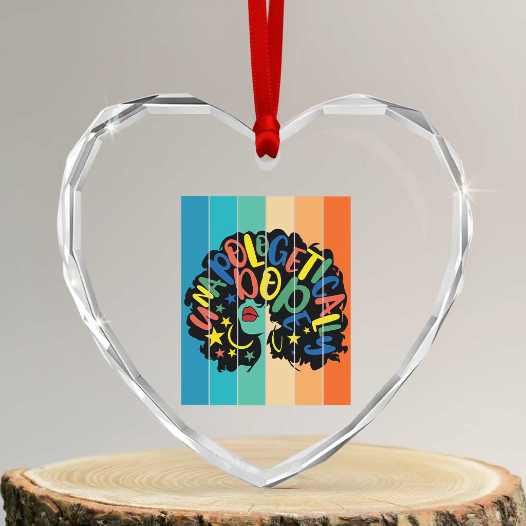 Black Girl Magic Pride Heart Crystal Glass Ornament Unapologetically Dope Retro Sunset - Wonder Print Shop