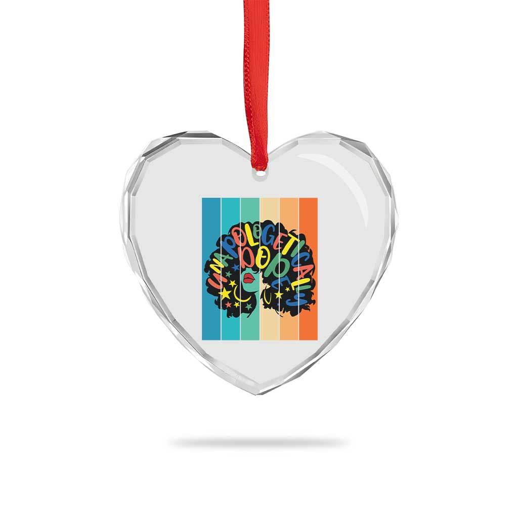 Black Girl Magic Pride Heart Crystal Glass Ornament Unapologetically Dope Retro Sunset - Wonder Print Shop