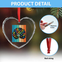 Black Girl Magic Pride Heart Crystal Glass Ornament Unapologetically Dope Retro Sunset - Wonder Print Shop