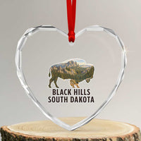 Black Hills South Dakota Bison Heart Crystal Glass Ornament State Pride Gift