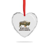 Black Hills South Dakota Bison Heart Crystal Glass Ornament State Pride Gift