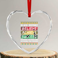 Black History Believe Achieve Succeed Heart Crystal Glass Ornament African American History