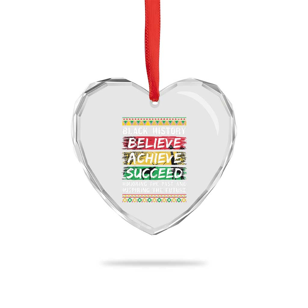 Black History Believe Achieve Succeed Heart Crystal Glass Ornament African American History