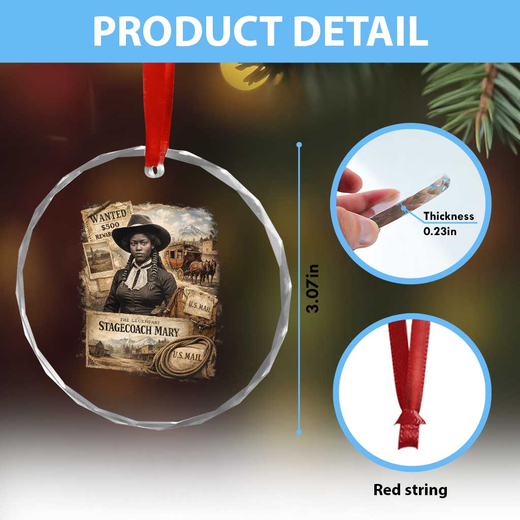 Black History Black Cowgirl Crystal Glass Ornament Western Rodeo African American Melanin Texas Women
