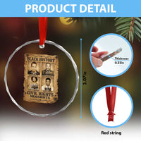 Black History Civil Rights Mugshots Crystal Glass Ornament Malcolm X MLK John Lewis Huey P Newton