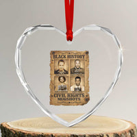 Black History Civil Rights Mugshots Heart Crystal Glass Ornament Malcolm X MLK John Lewis Huey P Newton
