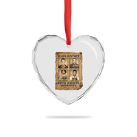 Black History Civil Rights Mugshots Heart Crystal Glass Ornament Malcolm X MLK John Lewis Huey P Newton