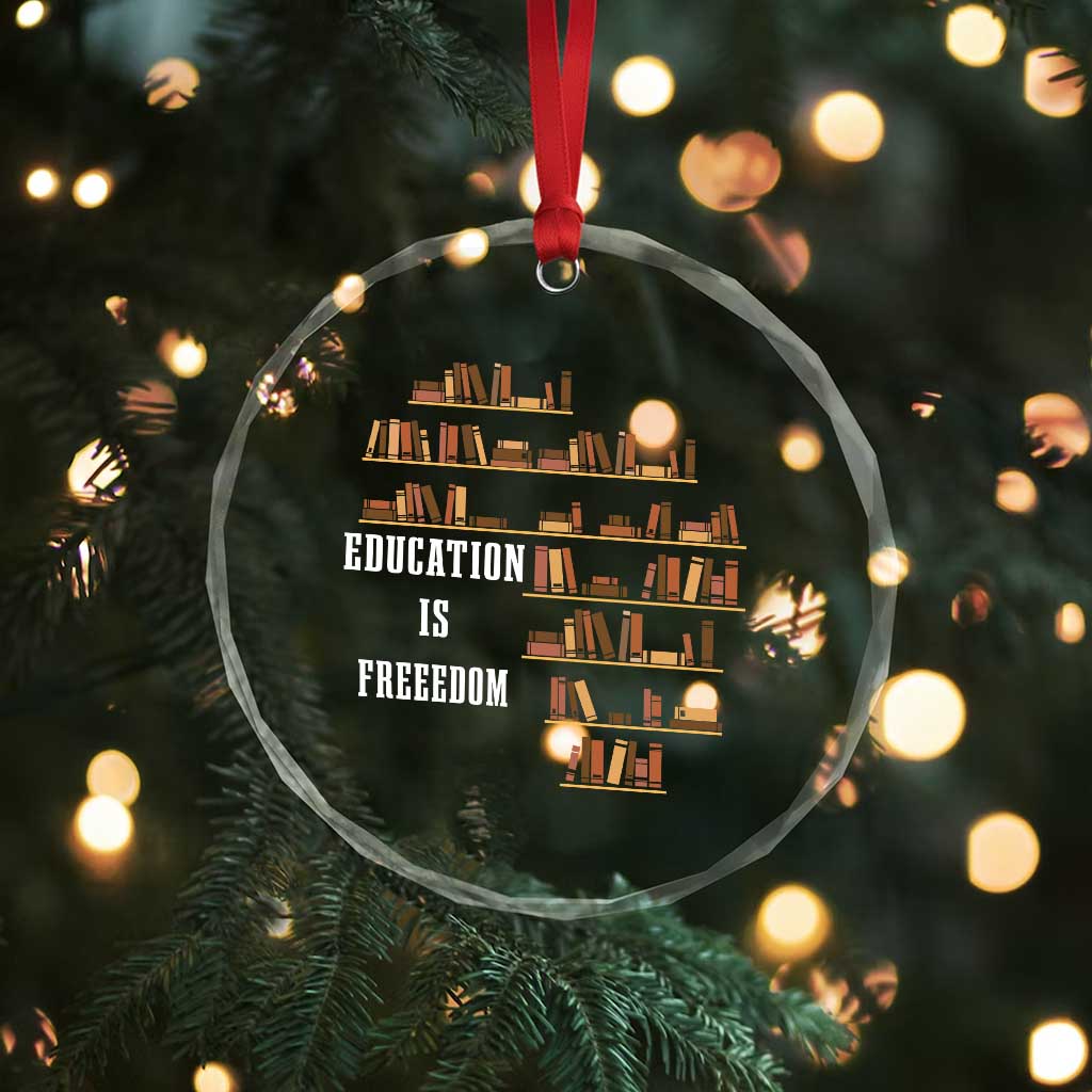 Black History Education Is Freedom Crystal Glass Ornament African Roots Africa Map - Wonder Print Shop