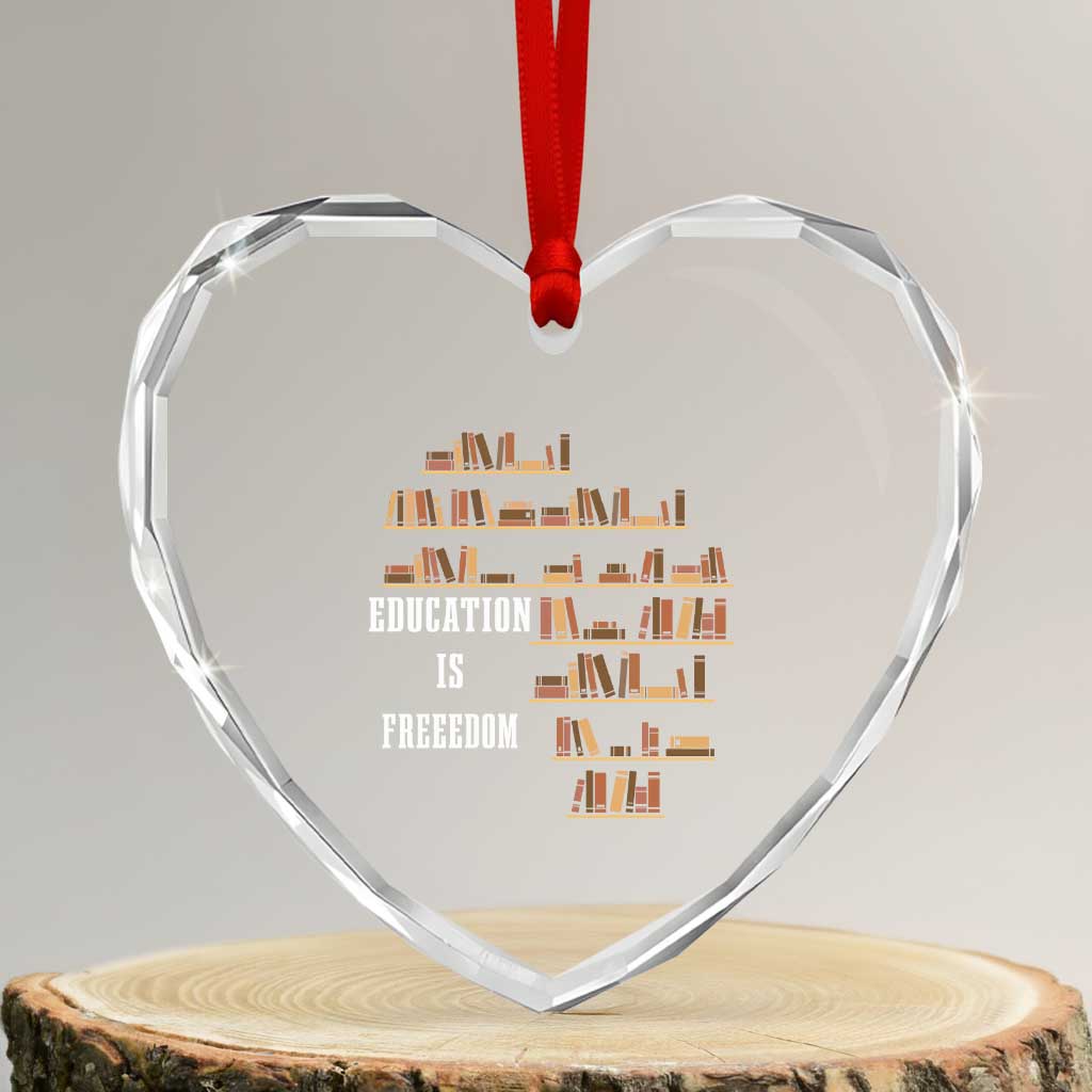 Black History Education Is Freedom Heart Crystal Glass Ornament African Roots Africa Map - Wonder Print Shop